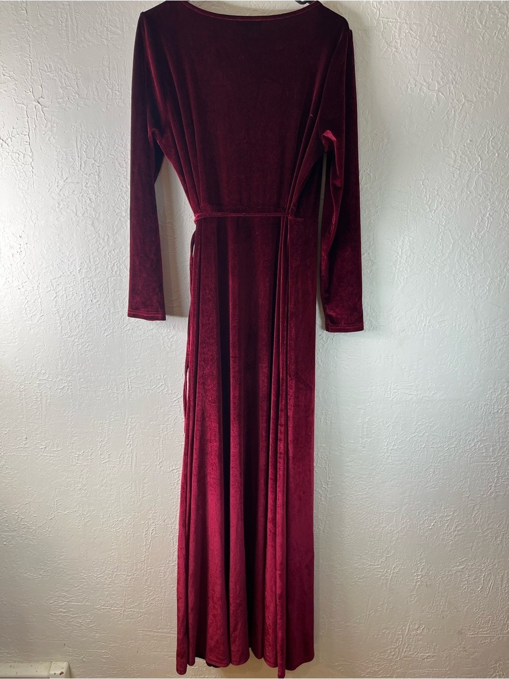 Baltic Born Sofia Velvet Wrap Maxi Dress in Mulberry Burgundy - Picture 12 of 16